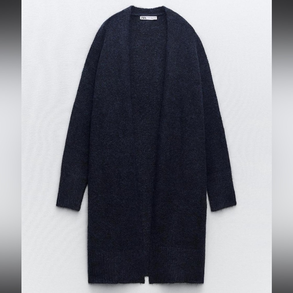 Zara Dark Navy Fuzzy Knit Sweater